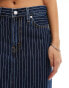 Фото #2 товара Levi's ankle column stripe denim skirt in dark blue