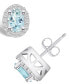 ფოტო #1 პროდუქტის Aquamarine (3/4 ct. t.w.) and Diamond (1/4 ct. t.w.) Halo Stud Earrings in 14K White Gold