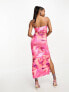 Фото #5 товара Vila Petite cami midaxi dress in pink abstract print