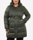 ფოტო #1 პროდუქტის Women's Plus Size Hooded Belted Puffer Coat