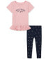 ფოტო #1 პროდუქტის Little Girls Ruffle-Hem Logo Tunic & Logo-Print Leggings, 2 Piece Set