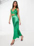 Фото #1 товара Never Fully Dressed lace cut-out slip midaxi dress in emerald