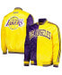 Фото #1 товара Men's Purple, Gold Los Angeles Lakers Fast Break Satin Full-Snap Jacket