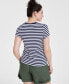 ფოტო #2 პროდუქტის Women's Striped Cap-Sleeve T-Shirt, Created for Macy's