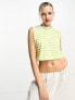 JJXX cropped top t-shirt in lime and white stripe