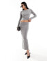 Фото #1 товара Mango knitted fold over co-ord skirt in grey