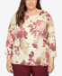 ფოტო #1 პროდუქტის Plus Size Mulberry Street Floral Shimmer Printed Sweater