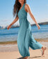 Women's Blue Sleeveless Scoop Neck Tapered Leg Jumpsuit