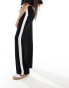 ASOS DESIGN Tall pull on trouser with contrast panel in black Черный, 34 - фото #2