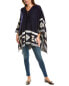 Фото #1 товара Hannah Rose Southwest Jacquard Wool & Cashmere-Blend Poncho Women's Blue O/S