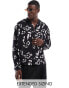 ASOS DESIGN oversized revere shirt with leopard print in black Черный, 2XL - Chest 46-48 - фото #1