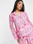 Фото #4 товара ASOS DESIGN modal floral shirt & trouser pyjama set in pink