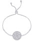 ფოტო #1 პროდუქტის Cubic Zirconia Sand Dollar Adjustable Bolo Bracelet in Silver Plate