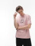 Topman – Oversize-T-Shirt in Rosa mit „1978 Detroit“-Stickerei