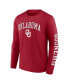 Фото #3 товара Men's Crimson Oklahoma Sooners Distressed Arch Over Logo Long Sleeve T-shirt