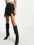 Pieces Tall side split mini skirt in black