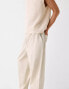 Фото #4 товара Bershka tailored wide leg linen trouser in sand