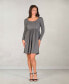 ფოტო #6 პროდუქტის Women's Long Sleeve Babydoll Knee Length Dress