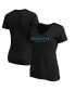 ფოტო #1 პროდუქტის Women's Black Charlotte FC Wordmark V-Neck T-shirt