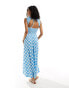 ASOS DESIGN crinkle shirred bodice maxi dress with open back in gingham print