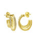 14K Gold-Plated Multi-Band Crystal Huggie Earrings