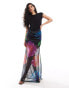 Фото #1 товара ASOS DESIGN 2 in 1 mesh maxi dress with dark floral print