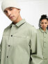 IIQUAL unisex shoulder detail utility jacket co-ord in sage