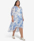 Фото #3 товара Plus Size Printed Chiffon Faux-Wrap Dress