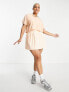 Daisy Street Plus Active crop tennis polo in peach