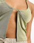 Pull&Bear split front cami top in khaki