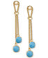 ფოტო #1 პროდუქტის Lapis Lazuli Double Chain Drop Earrings in 14k Gold-Plated Sterling Silver (Also in Onyx & Turquoise)