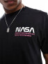 Alpha Industries sky lab NASA t-shirt with back print in black Schwarz/Magenta, S - фото #3