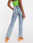 Фото #2 товара COLLUSION x005 straight leg jeans with bleach detail in blue