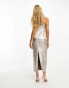 Фото #4 товара Forever New metallic drape midaxi slip dress in silver