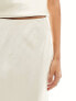 Forever New ruched satin co-ord midi skirt in butter bean ivory