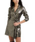 Women's Metallic Long-Sleeve Wrap Dress