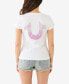 Фото #2 товара Women's Shorts Sleeve Ombre Crystal Horseshoe V-neck T-shirt