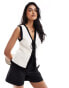 Фото #1 товара ASOS DESIGN textured tie front waistcoat with contrast tipping in cream and black