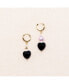 ფოტო #1 პროდუქტის 18K Gold Plated Huggied with Pink Dyed Freshwater Pearls and Black Heart Charms - Madison Earrings For Women