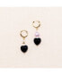 18K Gold Plated Huggied with Pink Dyed Freshwater Pearls and Black Heart Charms - Madison Earrings For Women