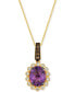 Фото #1 товара Le Vian grape Amethyst (2-1/3 ct. t.w.) & Diamond (1/3 ct. t.w.) Oval Halo Pendant Necklace in 14k Gold, 18" + 2" extender