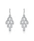 Фото #1 товара Sterling Silver White Gold Plated Clear Square Shape Chandelier Earrings