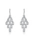 Sterling Silver White Gold Plated Clear Square Shape Chandelier Earrings