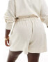 ASOS DESIGN Curve Isabel mix & match linen look beach short in neutral