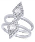 Фото #1 товара Silver-Tone Cubic Zirconia Triangle Double Row Ring, Created for Macy's