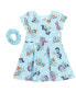 Girls Short Sleeve Dress Scrunchy Light Blue