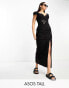 Фото #2 товара ASOS DESIGN Tall butterfly cutwork sweetheart neck midi dress with button detail in black