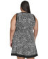 Фото #2 товара Plus Size Contrast-Trim Printed Sleeveless Dress