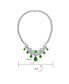 Estate Jewelry Art Deco Style Baguette CZ Green Green Large Dangling Teardrops Bib Statement Collar Necklace For Women