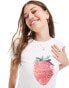 Фото #1 товара Stradivarius strawberry detail graphic t-shirt in white